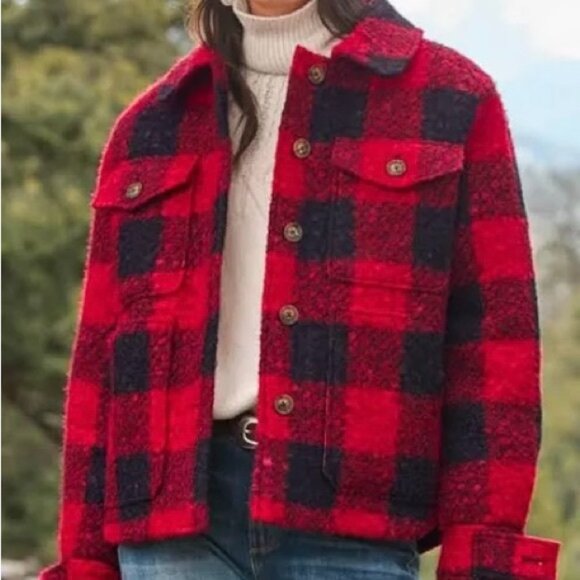 Sundance Jackets & Blazers - NEW Sundance Woodcutters Buffalo Plaid Sherpa Jacket Size XL